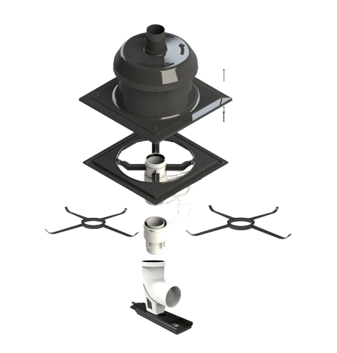 Kit raccordement PP 80 coude 87 + support; chapeau de finition; raccords mâle / femelle; 2 brides arraignée [GKPP1]