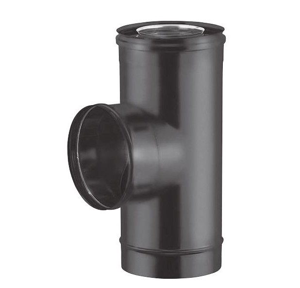 T90° coaxial peint noir ventilation d. 100/150 [TCIN09-D100]