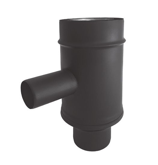 T90° coaxial peint noir amenée d'air d. 60 mâle piquage fumée d.80 femelle d. 80/125 [TCIN05CM-D085]