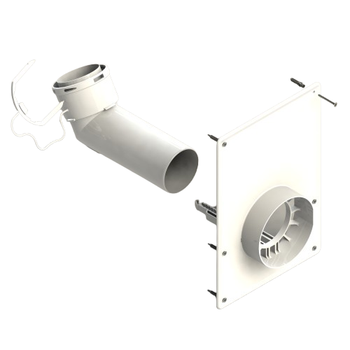 [G8-45CODOSOPORT] Plaque de finition + coude 45° intégré PP d. 080 [G8-45CODOSOPORT]
