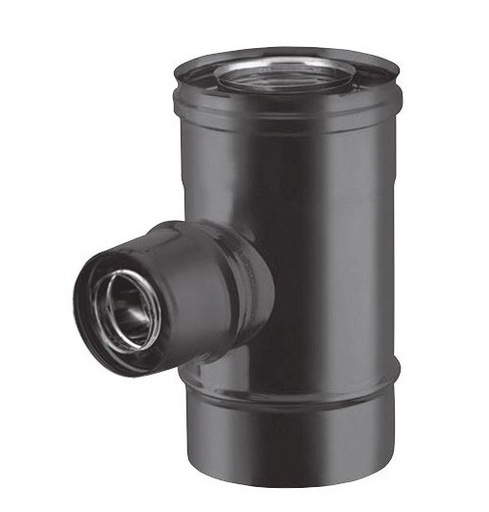 [TCIN06-D080] T90° coaxial peint noir avec débouchure concentrique d. 80/125 d. 80/130 [TCIN06-D080]