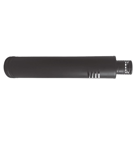 [TCIN18L-D080] Terminale de décharge horiz. long coaxial peint noir d. 80/130 [TCIN18L-D080]