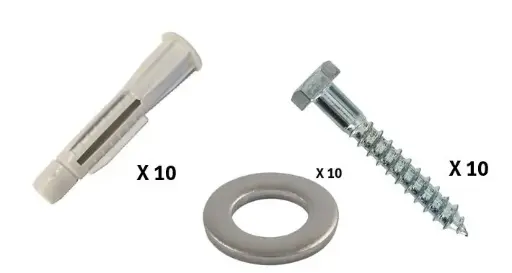 [NSETF] Set de 10 tirefonds M8, 10 chevilles M10 et 10 rondelles M8